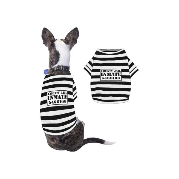 Halloween Pet Dog Costume Prisoner Style Tan Shirt for Small Dogs and Cats