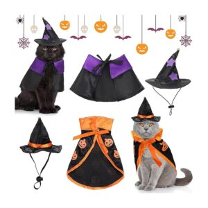 Halloween Pet Wizard Costume for Small Kittens and Puppies with Cape and Hat