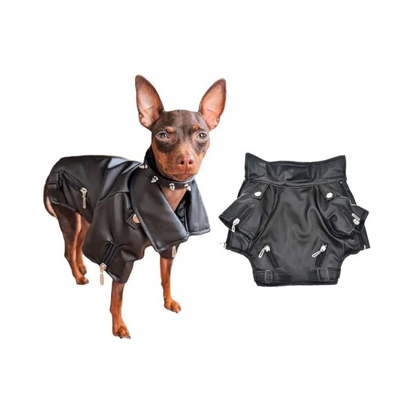 Halloween Rock Star Dog Leather Jacket Clothes for Small Medium Dogs