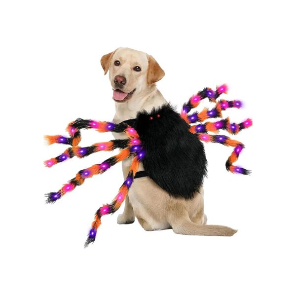 Halloween Spider Halloween Costume for Dogs LED Lights Furry Legs Large Size