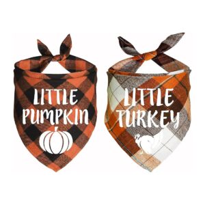 Halloween Turkey Little Pumpkin Dog Bandanas for Small Medium Large Dogs