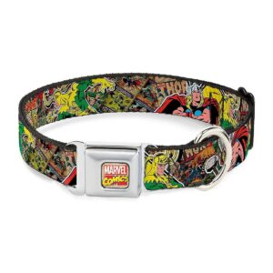 Hand Crafted Seatbelt Buckle Dog Collar Thor Loki Retro Comic Art Small Size