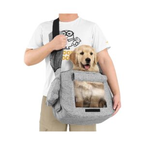 Hand Free Pet Sling Carrier for Daily Walks Hikes Outdoor Adventures 20lb Weight Capacity