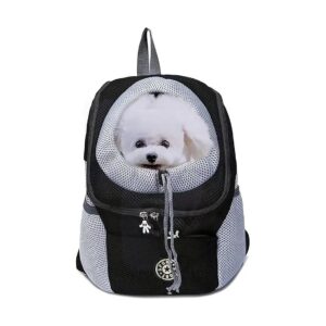 Hand-Free Pet Travel Bag with Peep Hole and Mesh Pockets for Small Pets Up to 26lbs