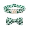 Hand-Sewn Double Bow Tie Dog Collar with Elastic Strap for Small to Extra Large Dogs