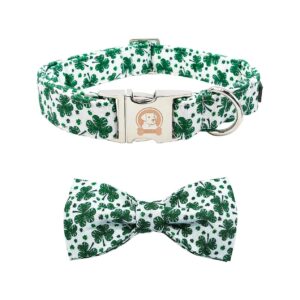 Hand-Sewn Double Bow Tie Dog Collar with Elastic Strap for Small to Extra Large Dogs