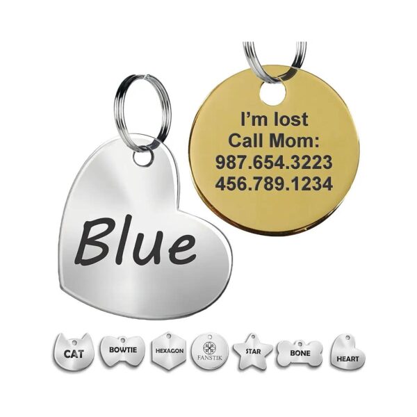 Handcrafted Large Customizable Stainless Steel Pet ID Tag with Engraved Design