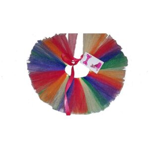 Handcrafted Rainbow Mesh Tutu for Small Dogs with Fluffy Nylon Tulle