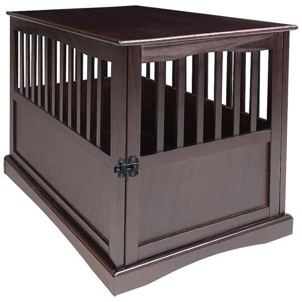 Handcrafted Thai Wooden End Table Large Pet Crate Dog House Espresso