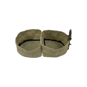 Handcrafted Waterproof Waxed Canvas Travel Double Dog Bowl for Food and Water