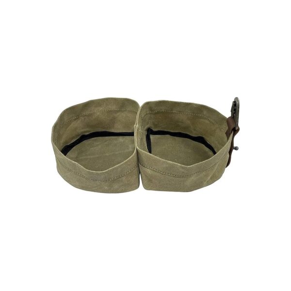 Handcrafted Waterproof Waxed Canvas Travel Double Dog Bowl for Food and Water