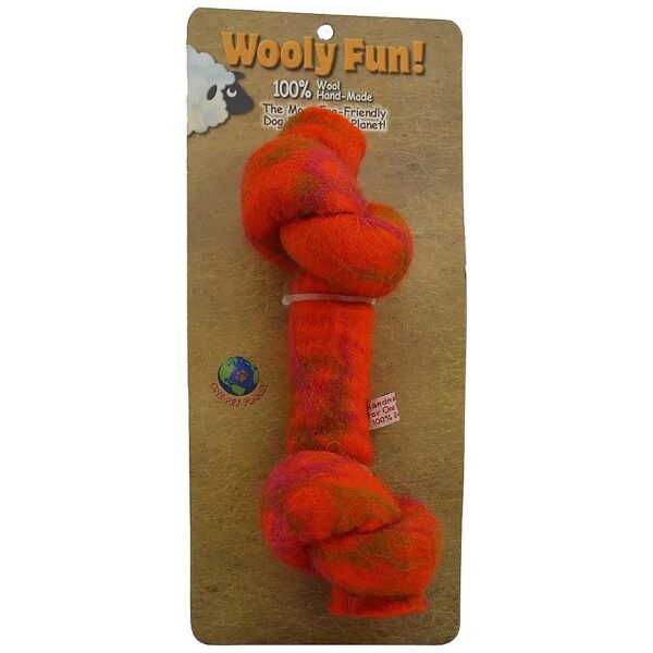 Handcrafted Wool Knotted Chew Toy in Vibrant Orange Color for Dog Lovers