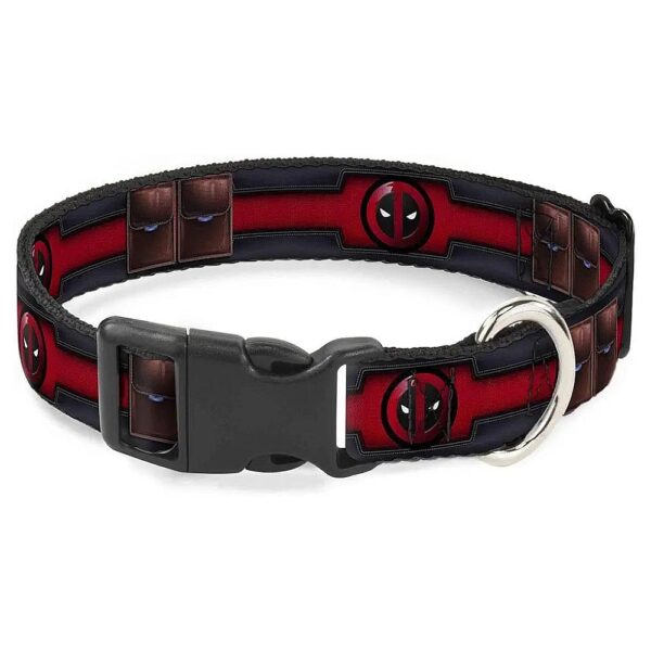 Handcrafted in USA Deadpool Utility Belt Logo Pockets Multicolor Polyester Dog Collar