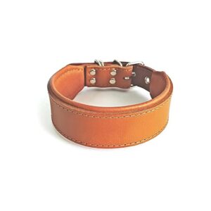 Handmade European Leather Dog Collar Wide Brown Tan Pattern