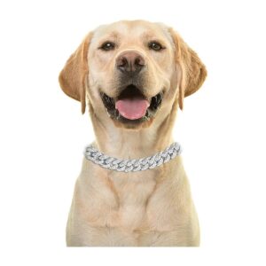 Handmade Luxury Dog Chain with 14MM Thick Platinum Plated Cuban Link Design