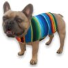 Handmade Mexican Serape Dog Poncho for French Bulldogs and Pugs in Blue