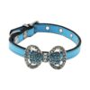 Handmade Rhinestone Pet Collar with Butterfly Bow Tie for Small Breed Dogs and Cats