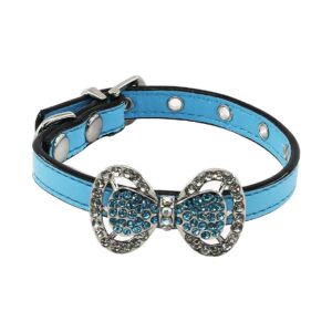 Handmade Rhinestone Pet Collar with Butterfly Bow Tie for Small Breed Dogs and Cats