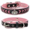 Handmade Soft Genuine Leather Braided Dog Collar with Rhinestone Crown Decoration