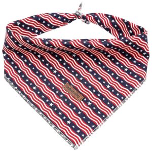 Handmade Square Adjustable Dog Bandanas Soft American Flag Pattern for Large Dogs