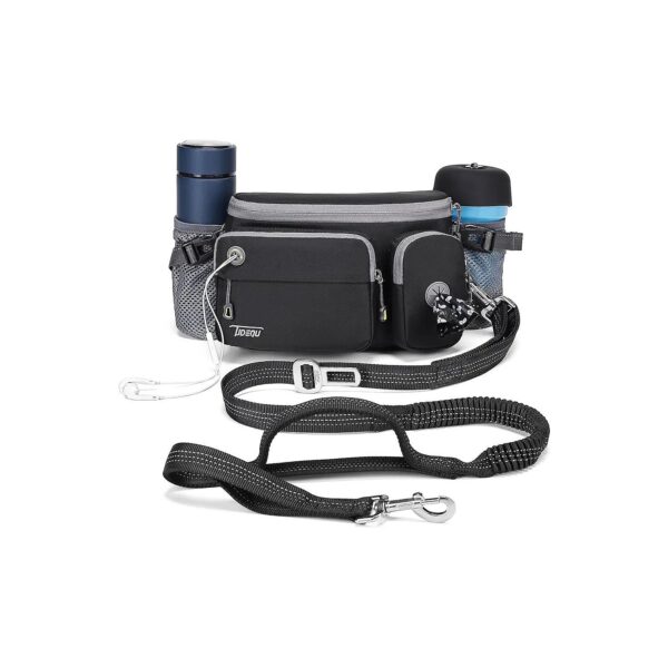 Hands Free Dog Leash with Waist Bag for Walking Training Hiking Jogging Biking