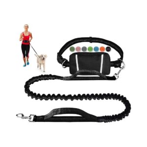 Hands Free Dog Walking Leash with Adjustable Waist Belt and 2 Rings for Easy Control