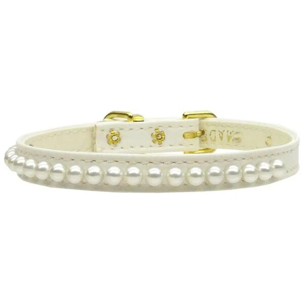 Handset Faux Pearl Dog Collar for Neck Sizes 10 to 12