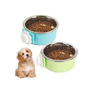 Hanging 2-in-1 Pet Food and Water Bowl with Removable Stainless Steel Bowl for Crates