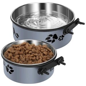 Hanging Dog Crate Bowls for Medium and Large Dogs, Dishwasher Safe and Easy to Install