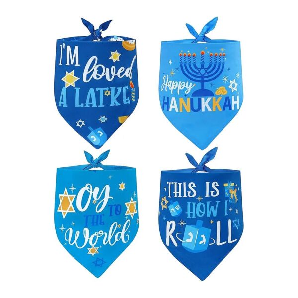 Hanukkah Dog Bandanas with Reversible Triangle Bibs for Pet Holiday Costume Accessories