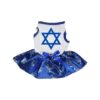 Hanukkah Themed Dog Dress with White Blue Candlesticks Pattern Medium Size