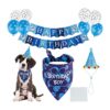 Happy Birthday Dog Gift Set with Tiered Balloons, Bandana, and Party Flag