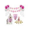 Happy Birthday Dog Party Decorations Set with Bandana Hat Scarf and Pink Balloon Swirls