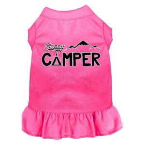 Happy Camper Screen Print Small Pink Dog Dress