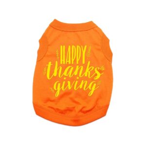 Happy Thanksgiving Dog Apparel Orange Small Breed Dog Shirt