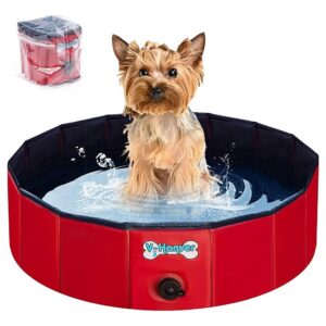 Hard Plastic Collapsible Pet Bathtub for Puppy Small Dogs Cats and Kids, 32 X 8 Inches