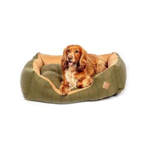 Hard Wearing Faux Suede Tweed Dog Bed with Removable Cover and Deep Filling