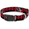 Harley Quinn Themed Dog Collar with Adjustable Plastic Clip and Strong Metal Ring