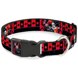 Harley Quinn Themed Dog Collar with Adjustable Plastic Clip and Strong Metal Ring