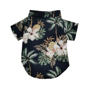 Hawaiian Beach Print Cotton T-Shirt for Small Medium Dog Cats Casual Wear Summer Outing