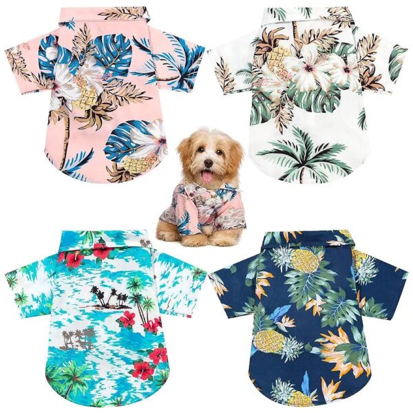 Hawaiian Floral Dog T-Shirts for Small Medium Puppies Breathable Summer Clothes