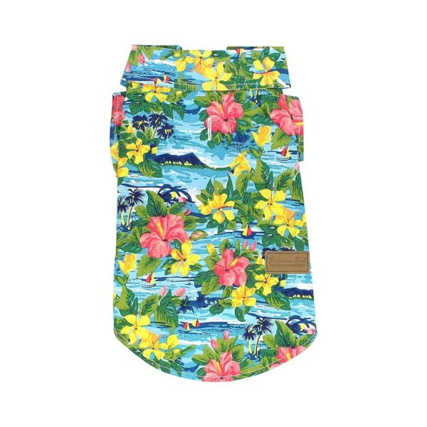 Hawaiian Inspired Dog Shirt Hibiscus Floral Print Pet Apparel for Comfort