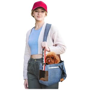 Haze Blue Medium Small Dog Carrier with Breathable Mesh and Adjustable Strap