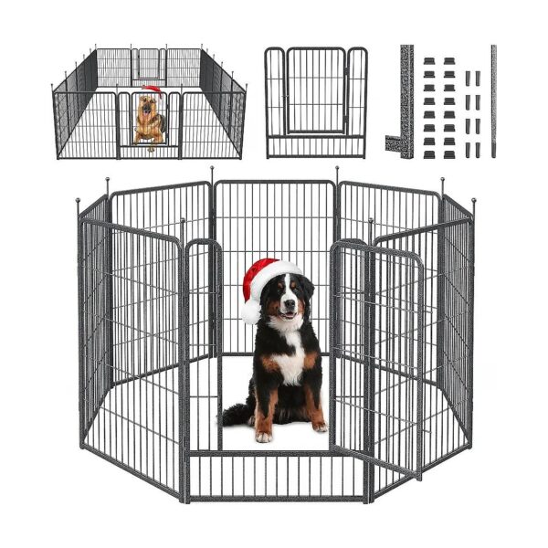 Healthier Spaces Metal Dog Exercise Pen with 8 Panels and Pet Safety Features