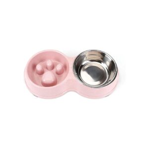 Healthy Dual Pet Feeding Bowl for Cats and Dogs with Non-Slip Base