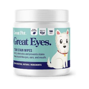 Healthy Eyes for Dogs, Safe Tear Stain Remover, Made in USA, 100 Wipes