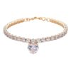 Heart Shaped Rhinestones Pet Collar Accessories with Gold Tone Copper Made Buckle Closure