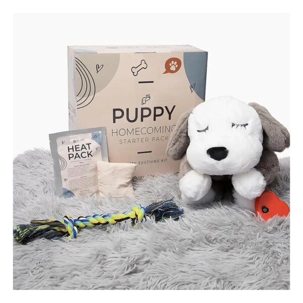 Heartbeat Toy for Puppies with Dual Heat Packs and Soft Blanket for Lasting Comfort