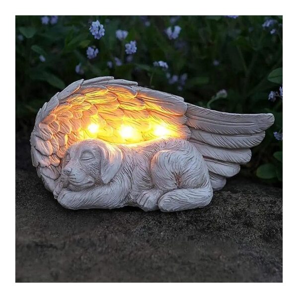 Heartfelt Pet Memorial Gift with Solar-Powered Light and Dog Statue