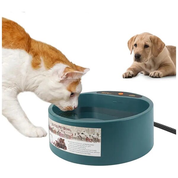 Heated Water Bowl for Outdoor Pets, Insulated Waterer for Cats, Dogs, and Livestock